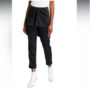 Hellessy Black Kooning satin trousers with shirttail overlay, size 4